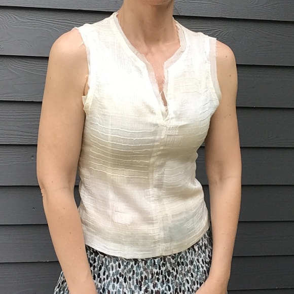 TEENFLO ivory sleeveless shell blouse XS S (F10) - Picture 2 of 10